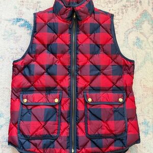 J. Crew Red and Blue Buffalo Check Women’s Puffer Vest